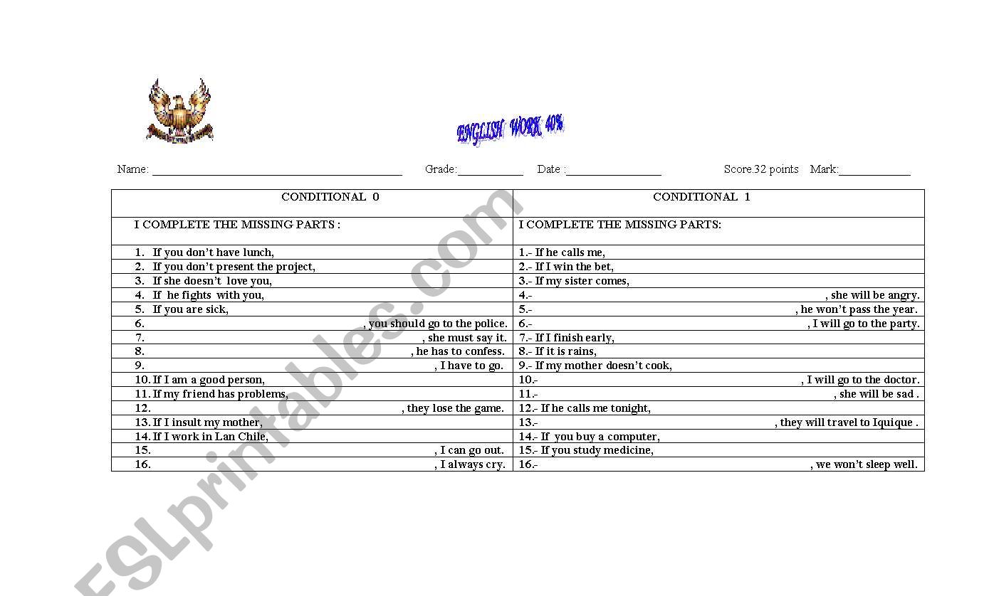 conditionals worksheet