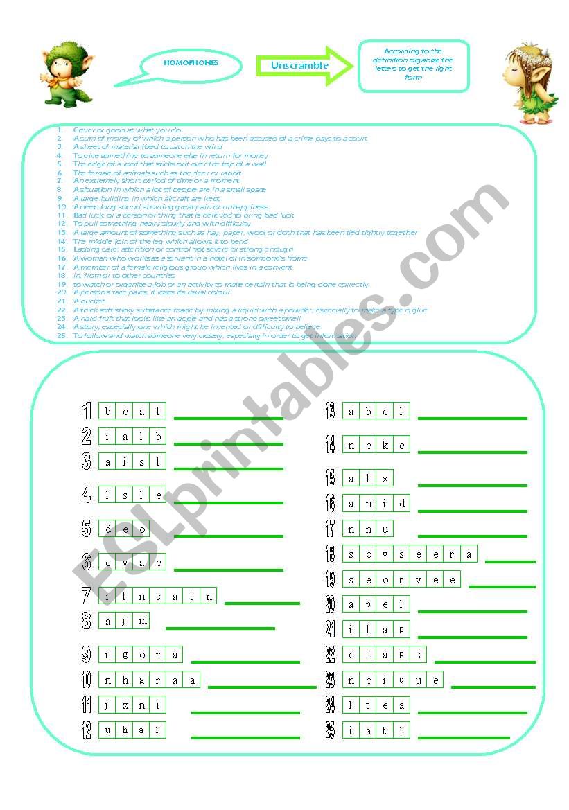 HOMOPHONES. PART 3 worksheet