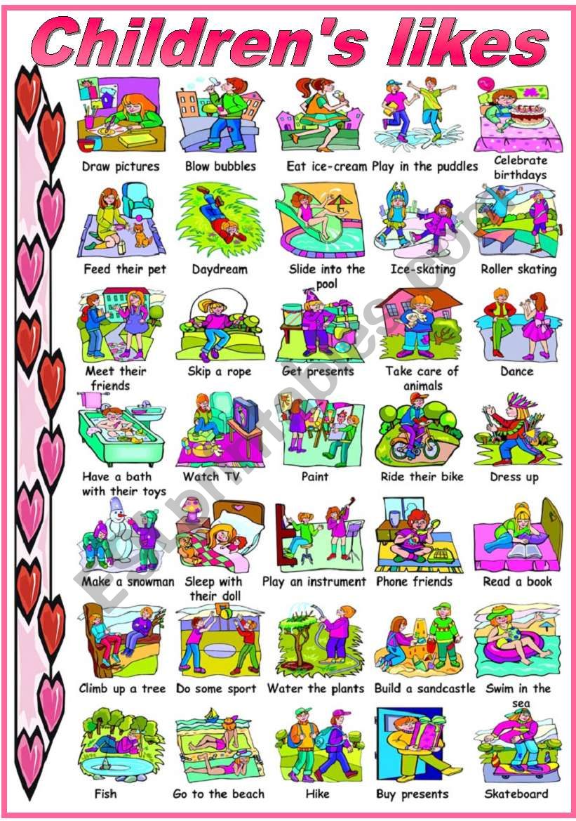 CHILDRENÂ´S LIKES -PICTIONARY (B&W VERSION INCLUDED)