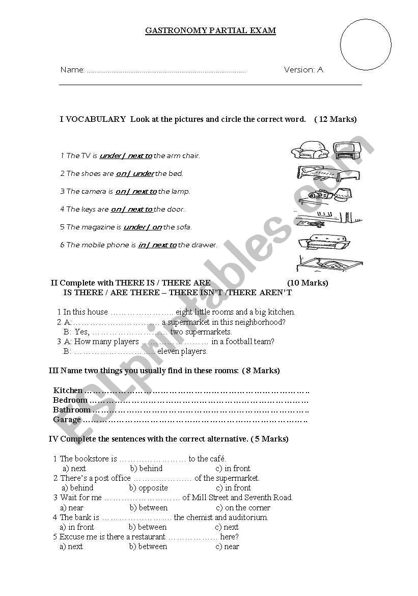 English test worksheet