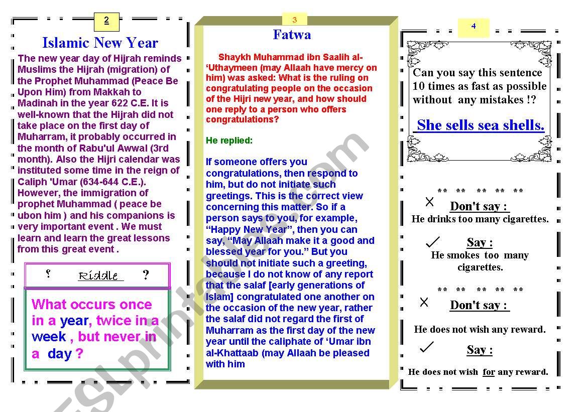 Pamphlet worksheet