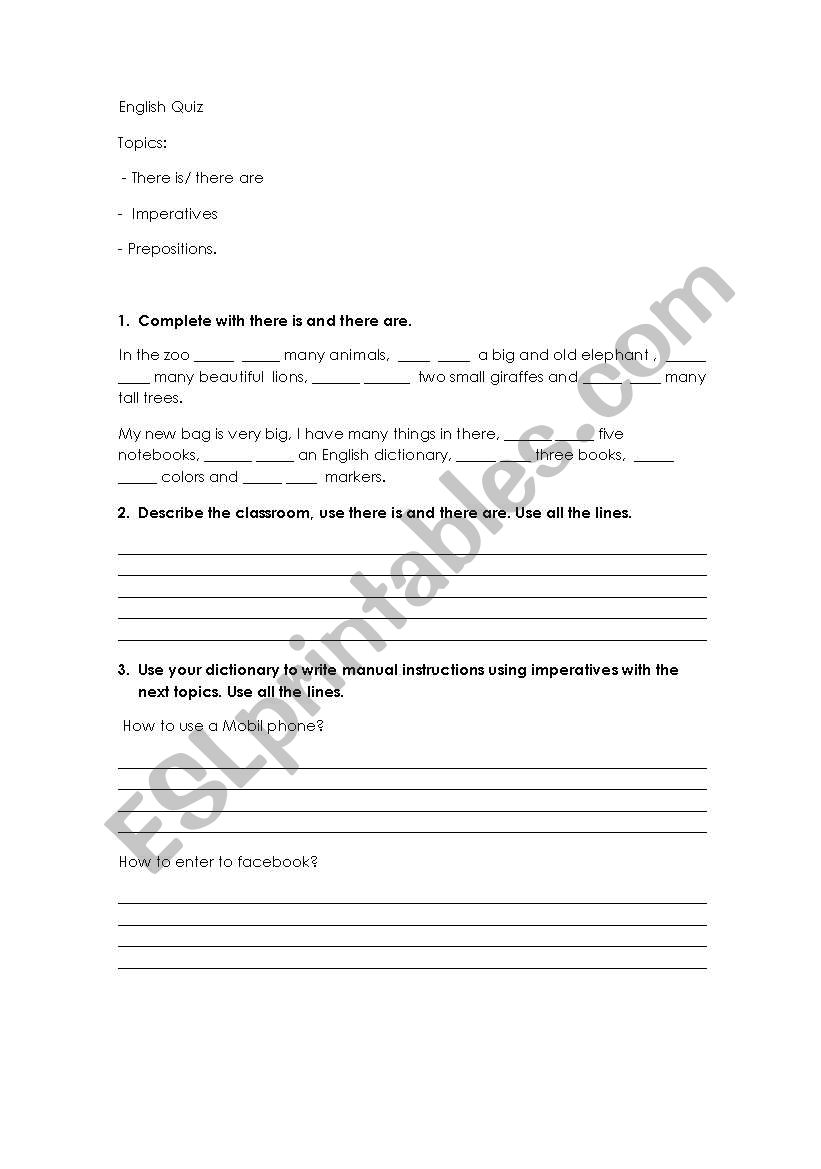 quiz worksheet