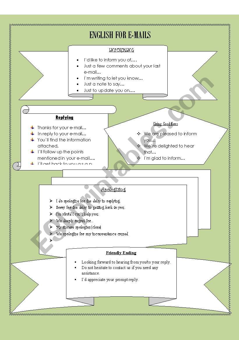 English for e-mail worksheet