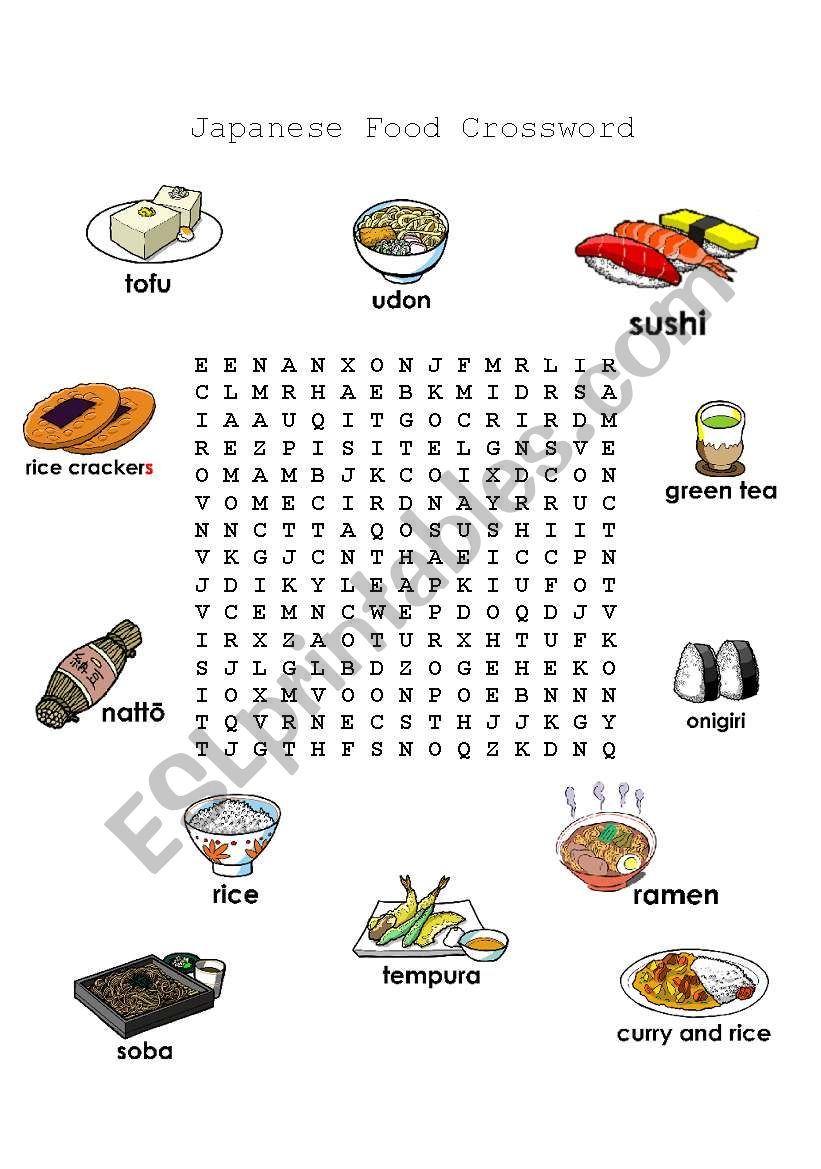 Japanese Food Word Search worksheet