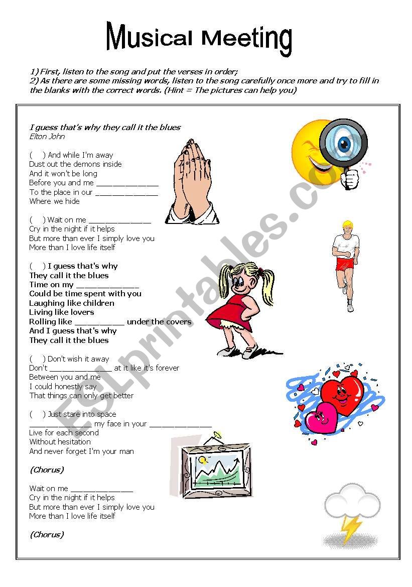 I GUESS THAT´S WHY THEY CALL IT THE BLUES (Elton John) ESL worksheet by moranguinho88