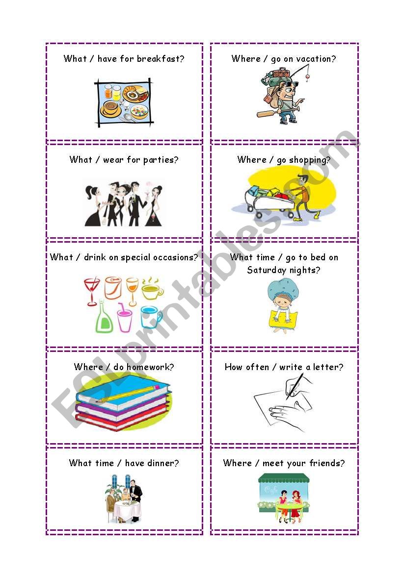 Conversation cards 1 worksheet