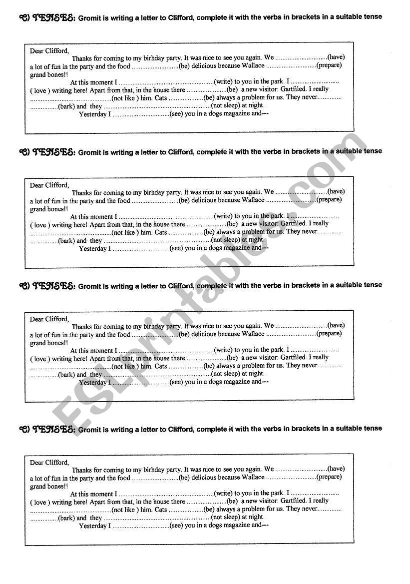 Tenses worksheet