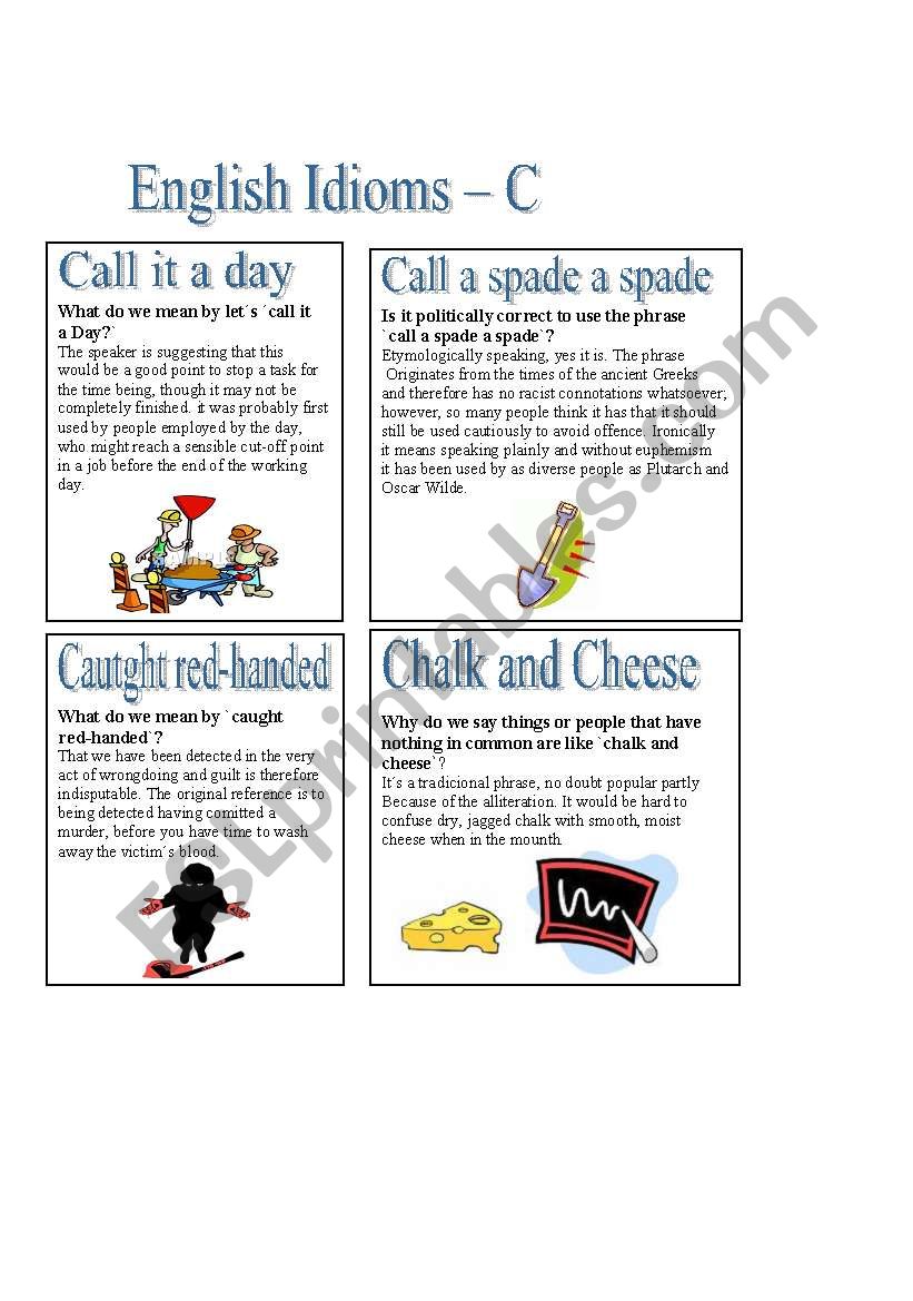 English Idioms - C worksheet