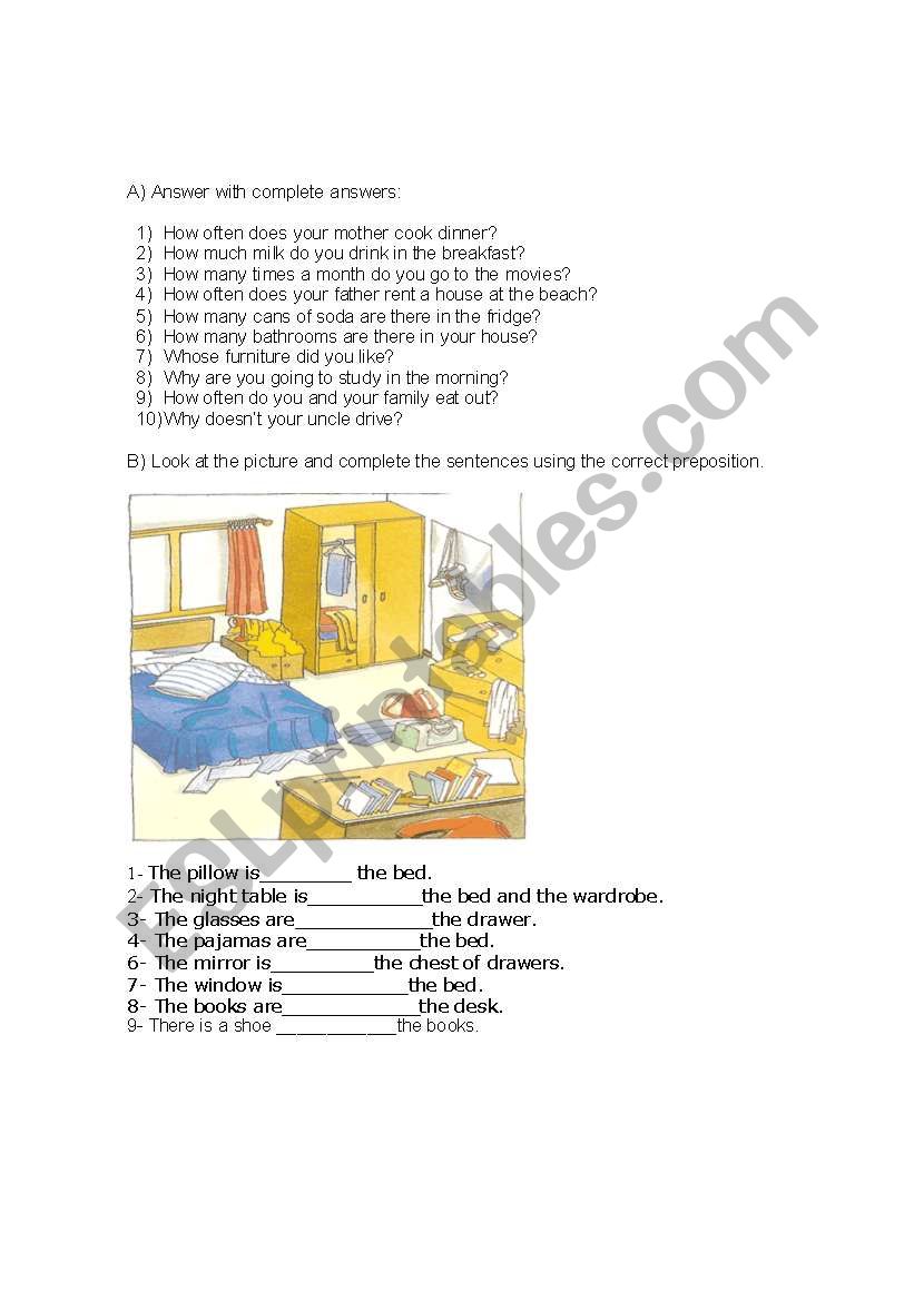 Preposition of place worksheet