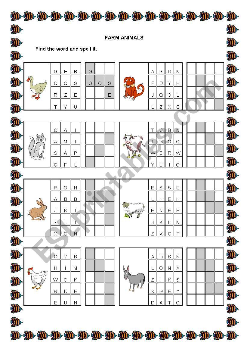 FARM ANIMALS worksheet