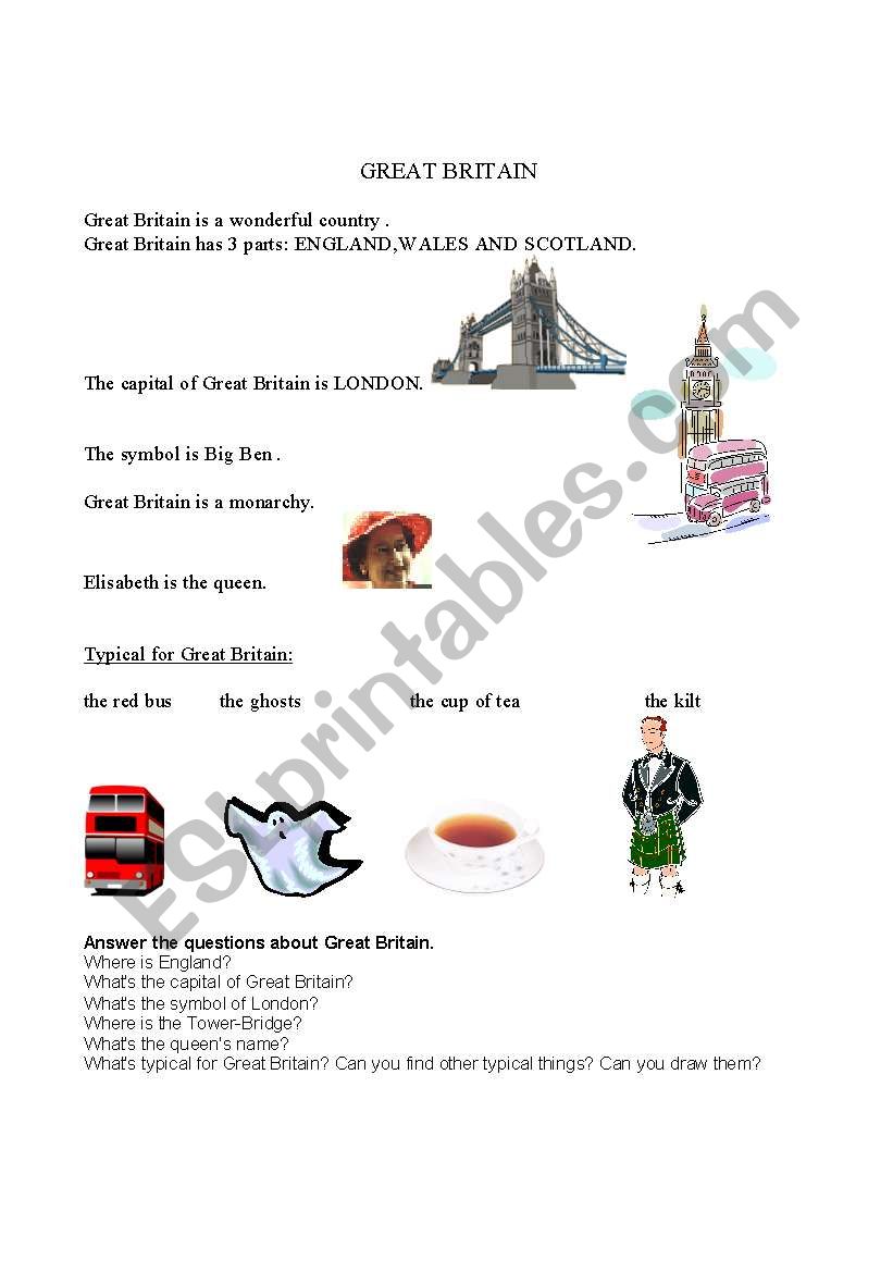 Great Britain worksheet