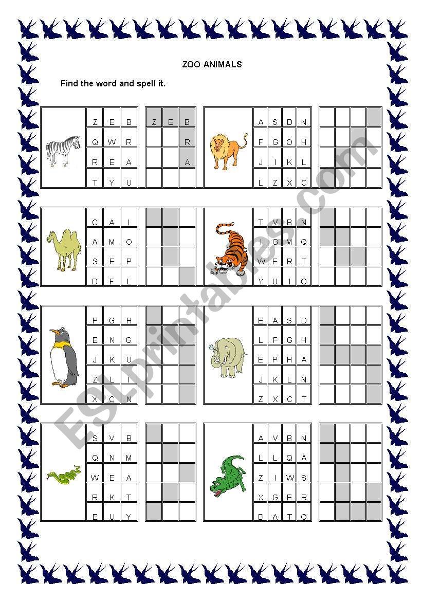 ZOO ANIMALS worksheet