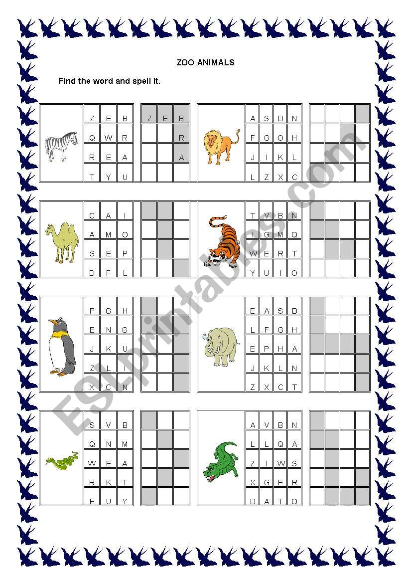 ZOO ANIMALS worksheet