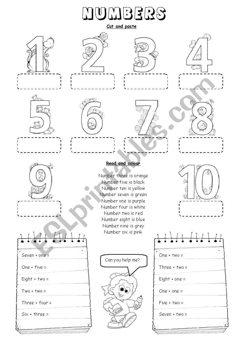 Numbers (1 to 10) worksheet