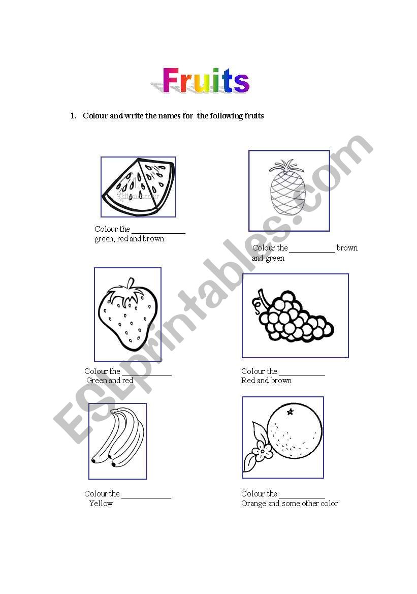 Fruits worksheet