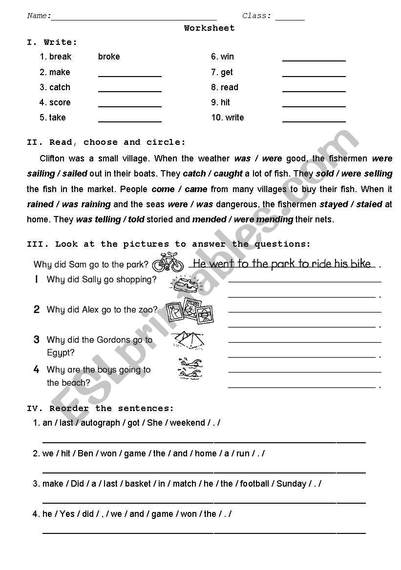 simple past tense worksheet