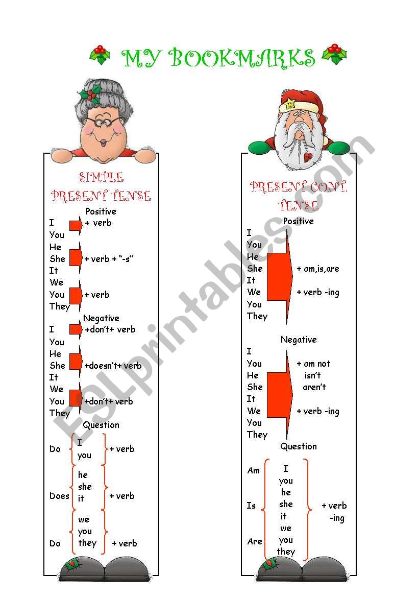 BOOKMARKS(simple present&present continuous)