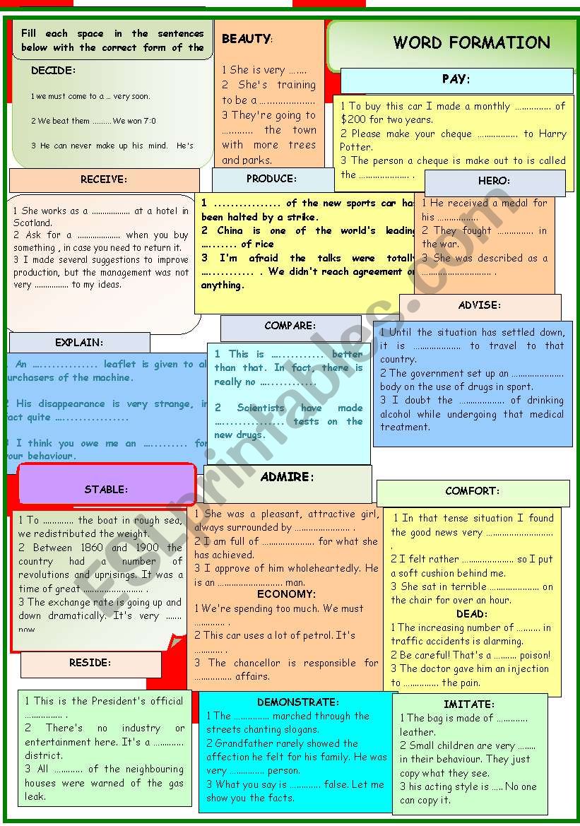 WORD FORMATION worksheet