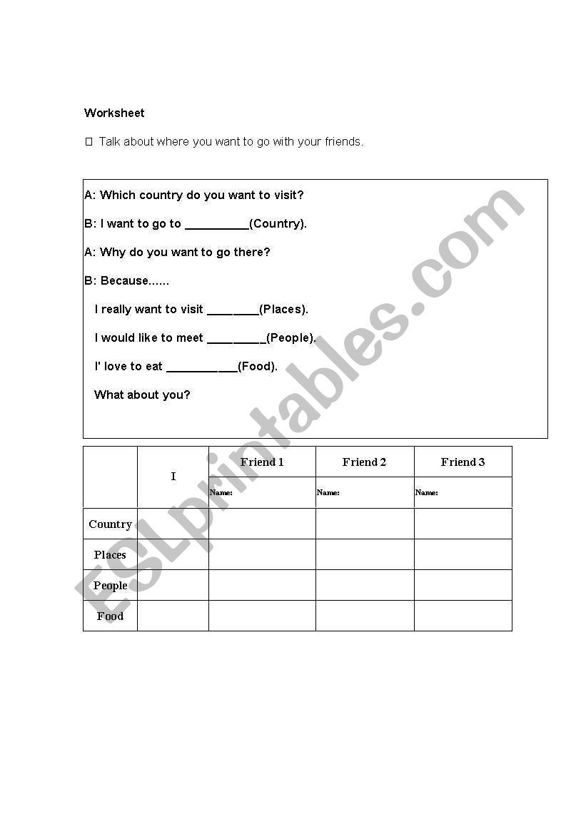 Travel worksheet