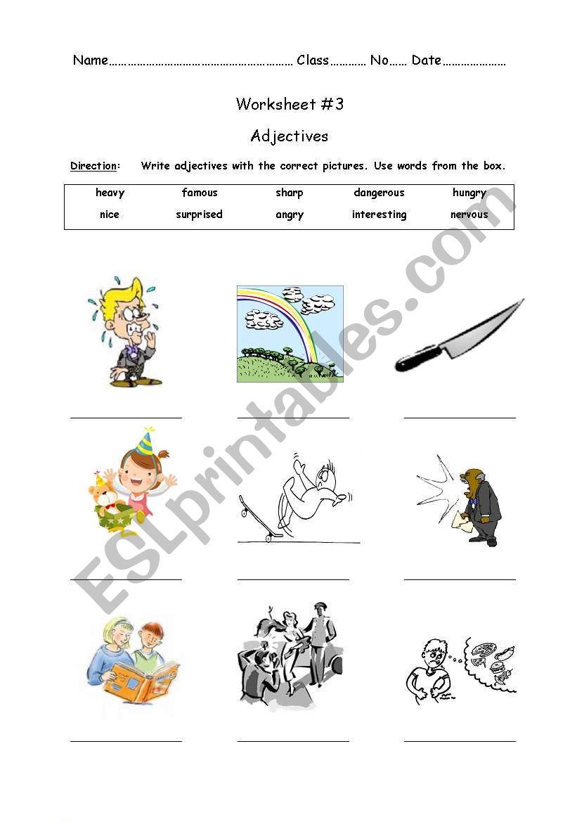 adjective worksheet