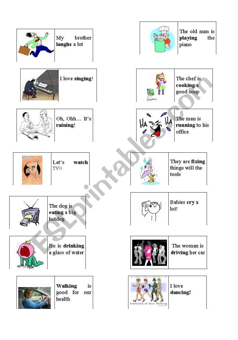 Domino of verbs worksheet