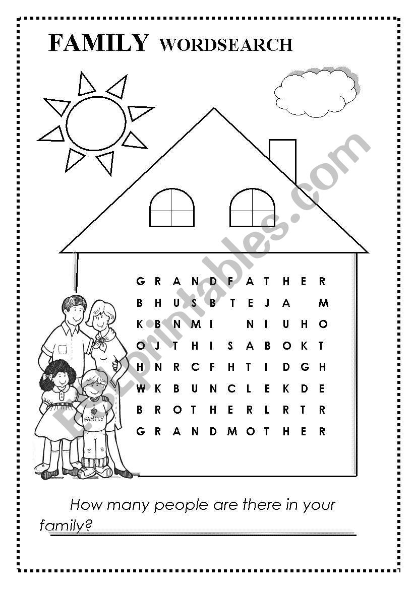 FAMILY WORDSEARCH worksheet