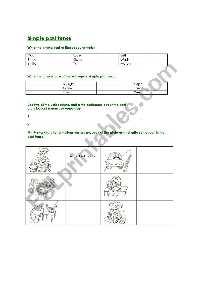 simple past  worksheet