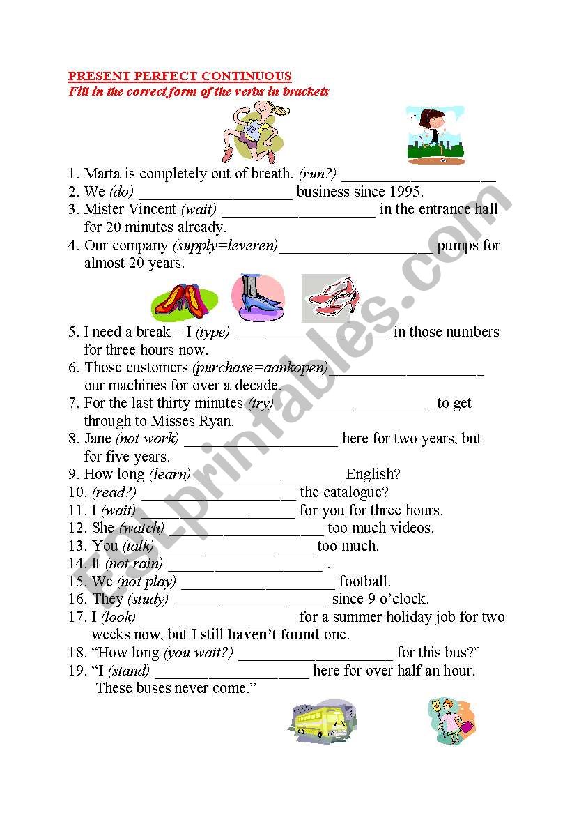 Present Perfect Continuous worksheet