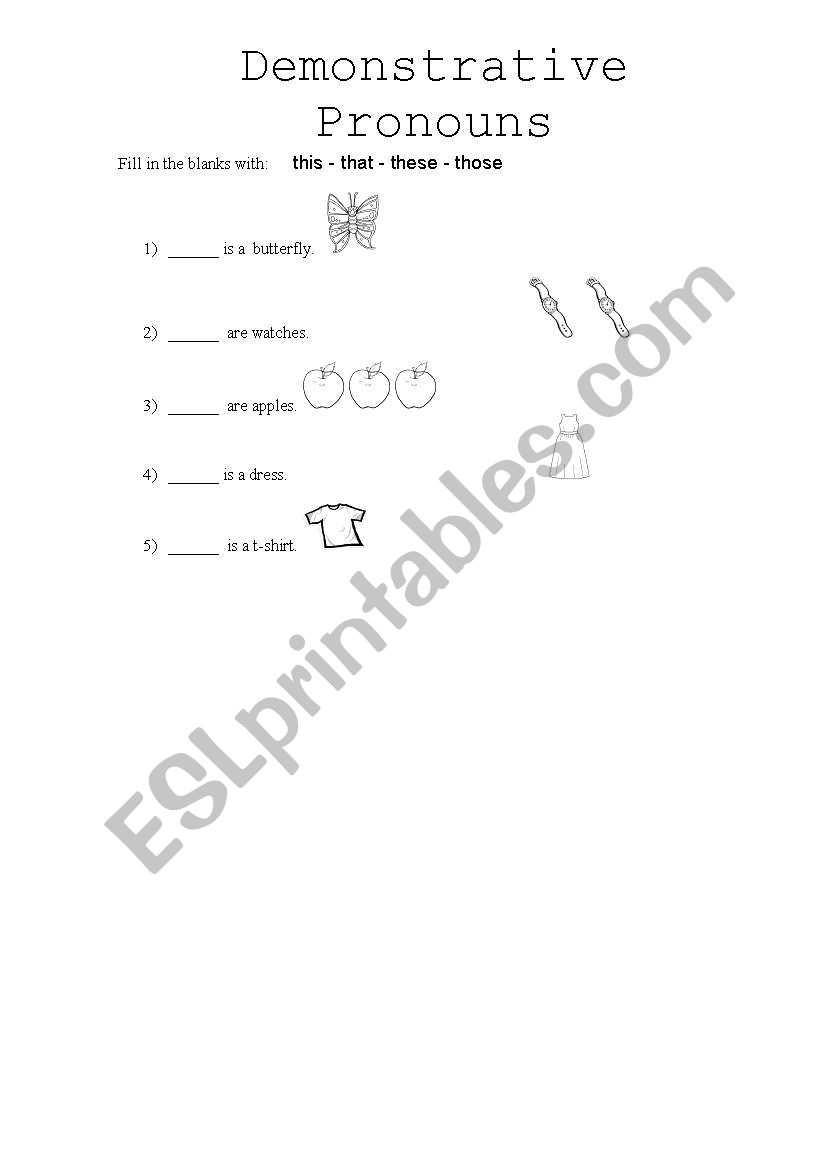 demonstrative pronouns worksheet