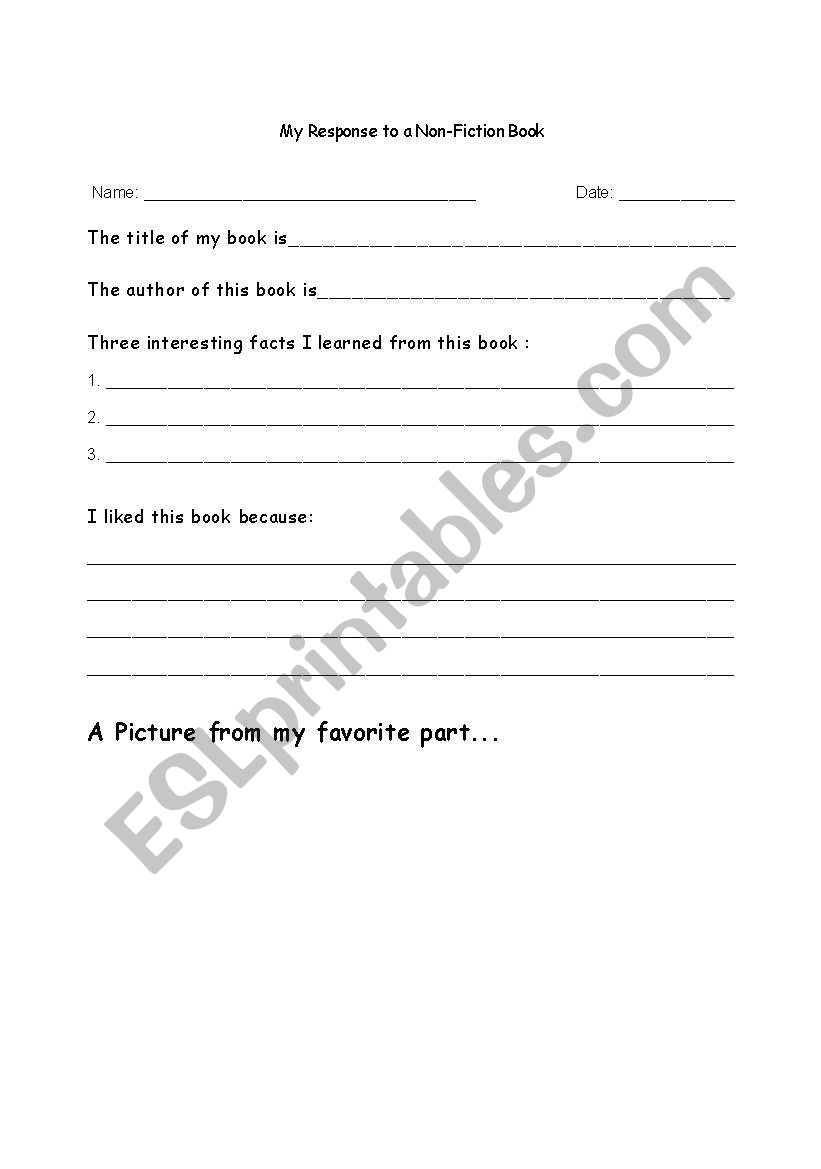 Book Report worksheet