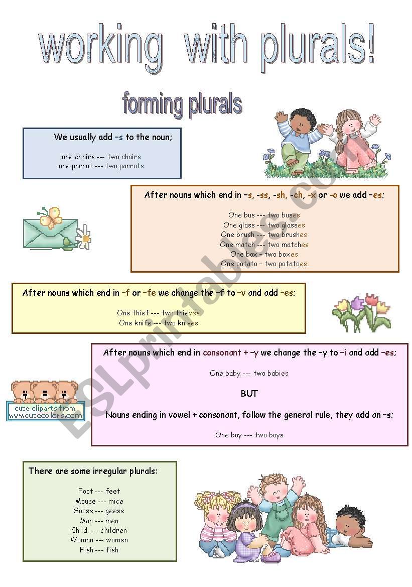 WORKING WITH PLURALS worksheet