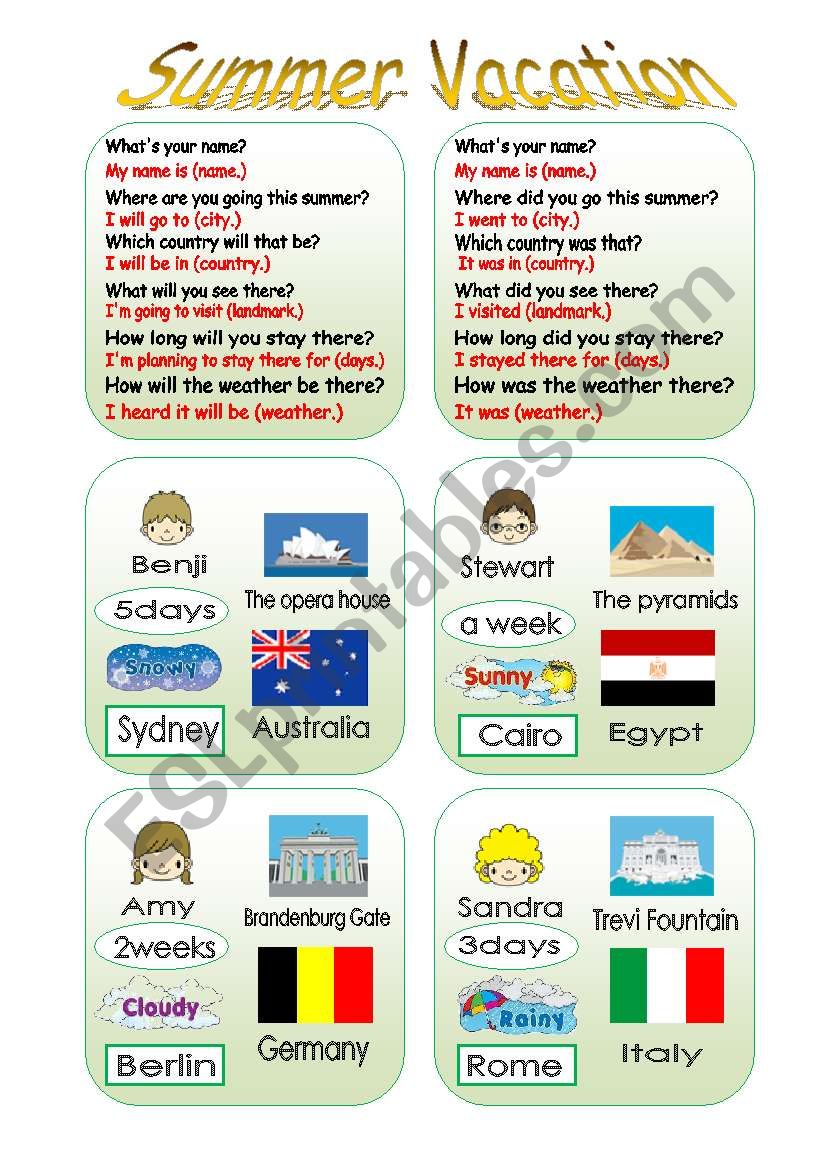 Speaking cards with future and past tense
