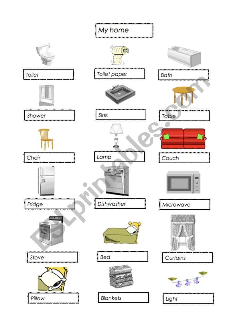 My home - Vocabulary sheet worksheet