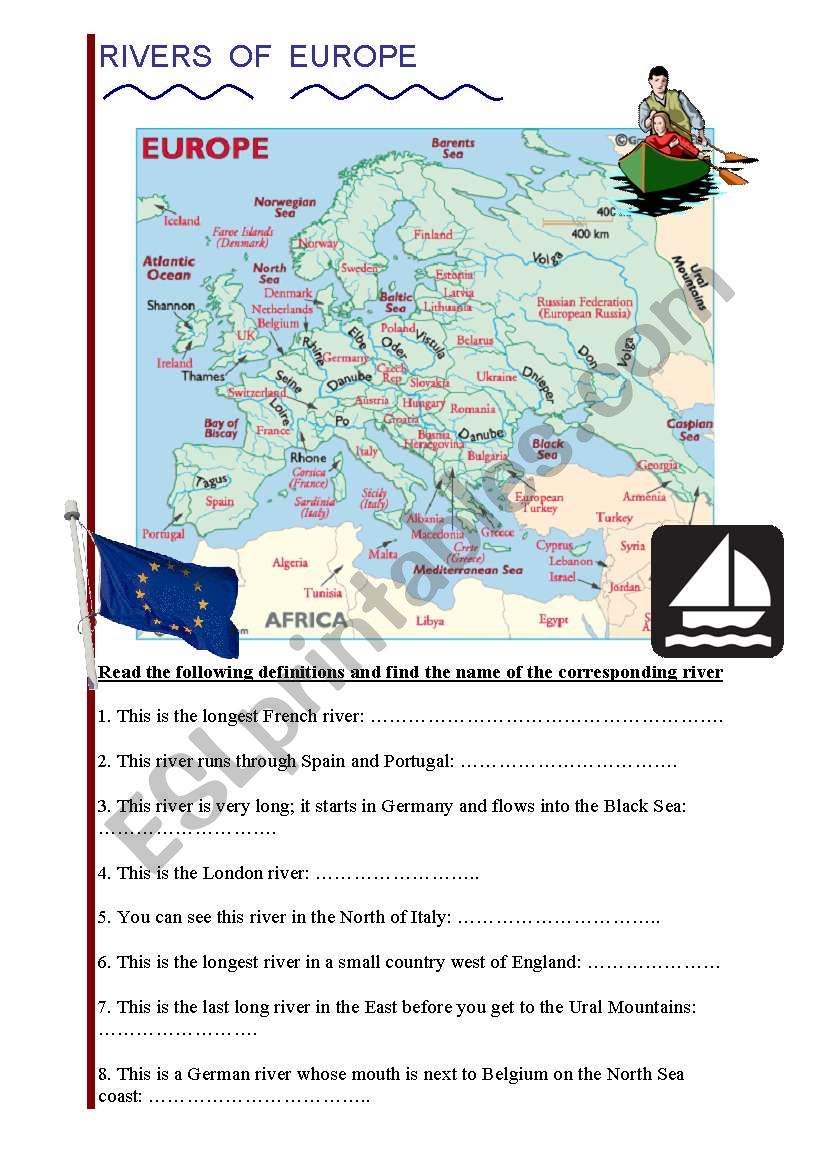 RIVERS OF EUROPE worksheet