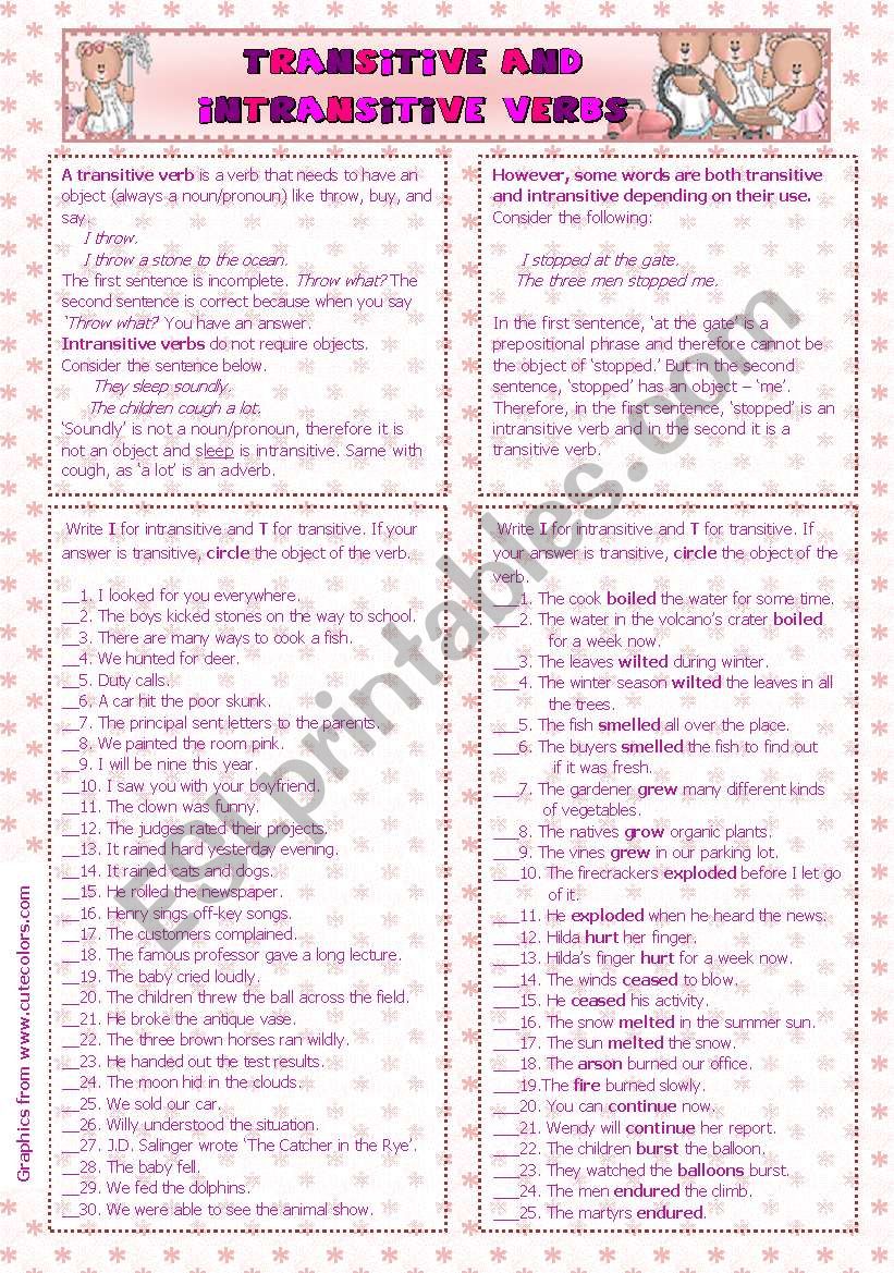 Transitive & Intransitive Verbs