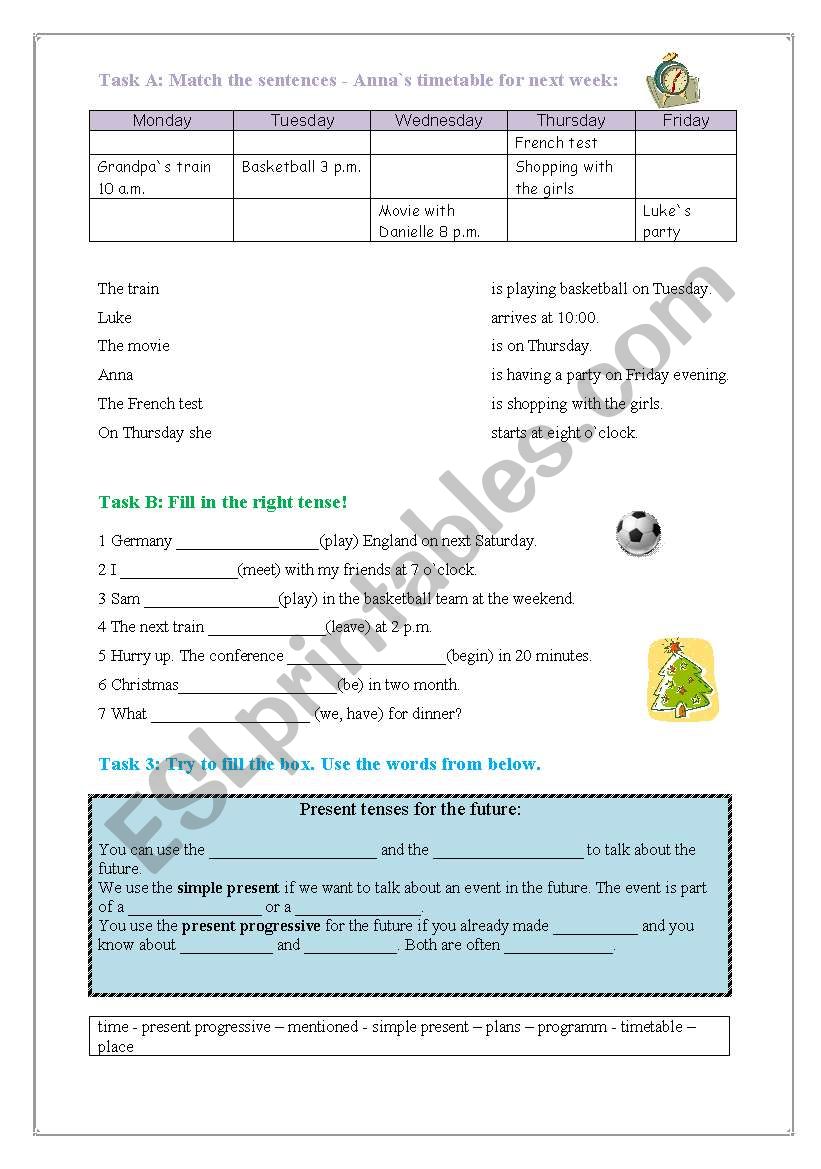 Present Tenses for the Future worksheet