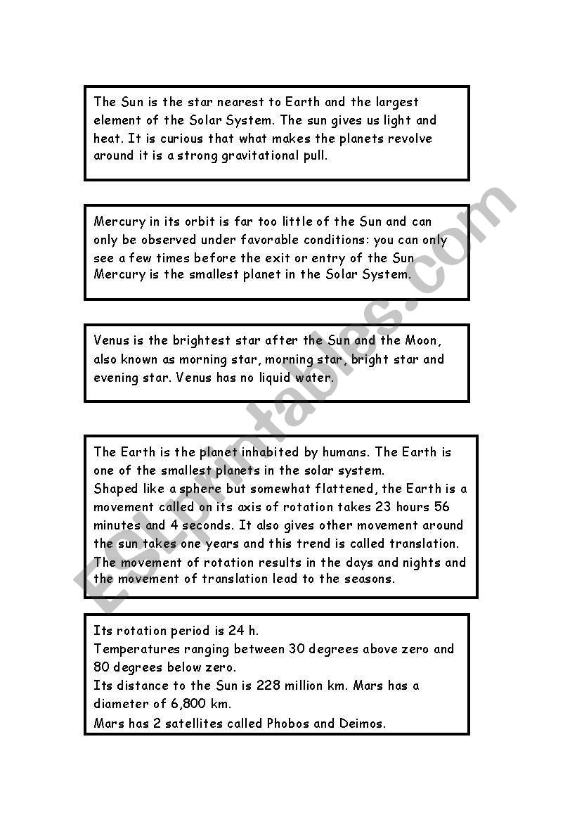 planets worksheet