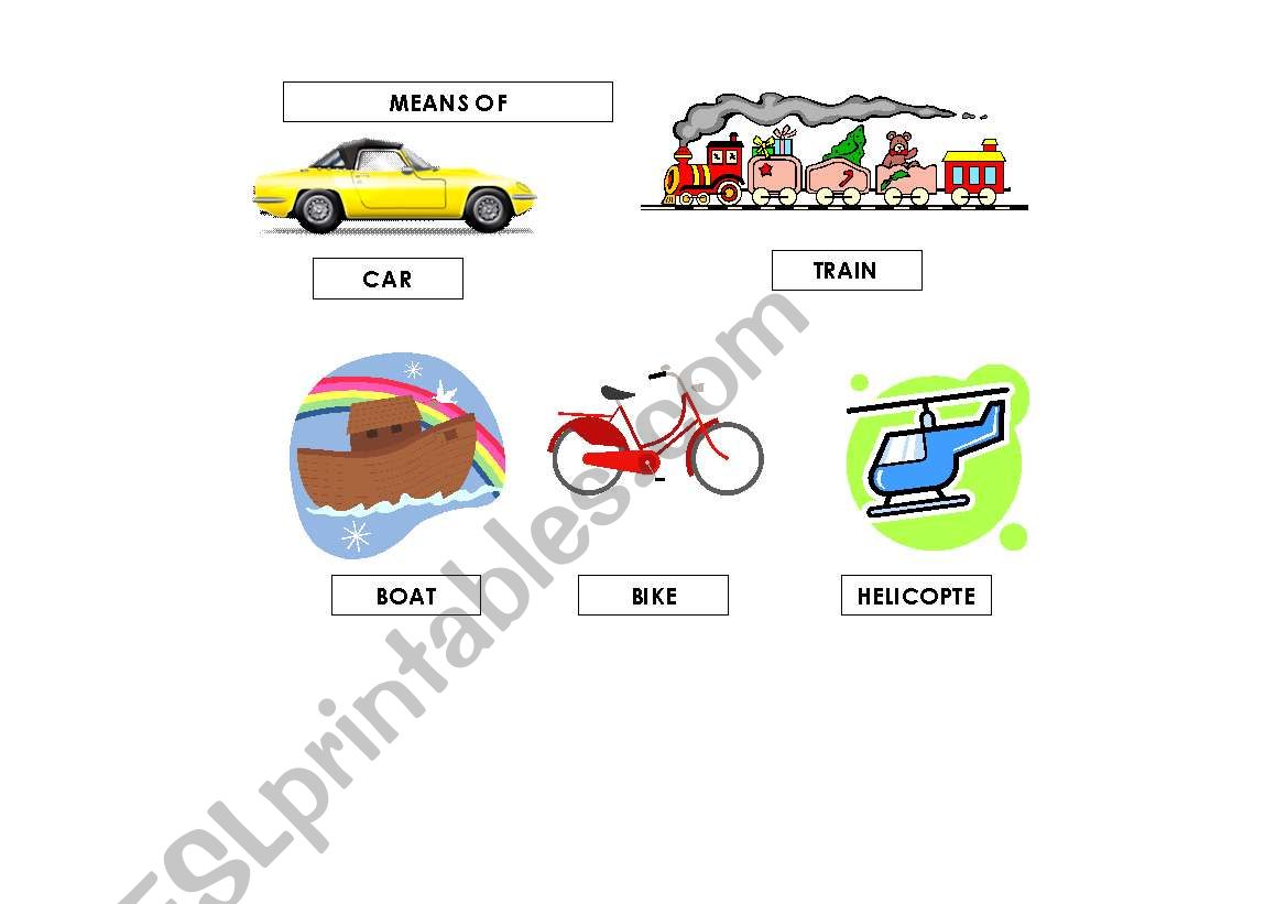 Means of transportation worksheet