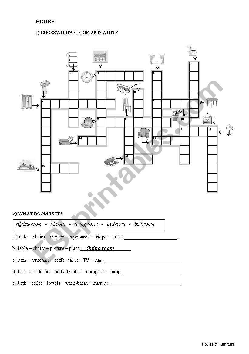 Furniture - crosswords + Parts of the house