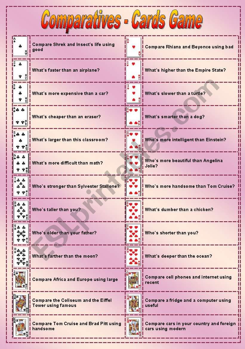 Comparatives - Cards Game (fully editable)