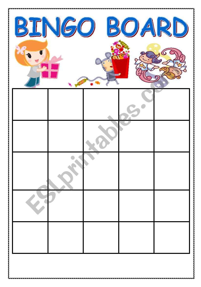 reusable bingo board worksheet