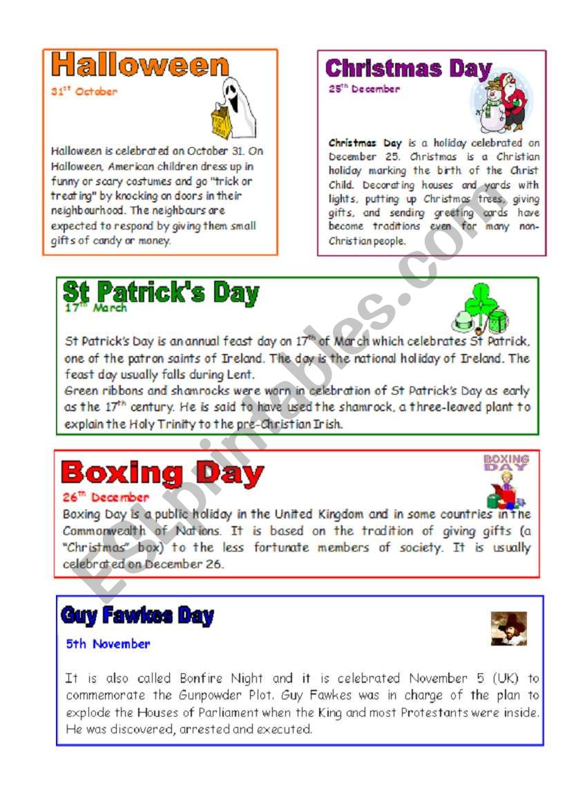 Holidays 3 (05.08.09) worksheet