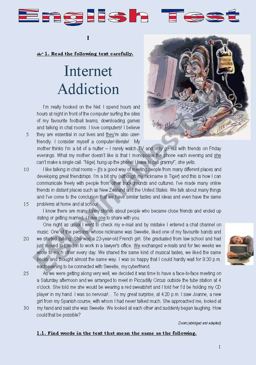 TEST - INTERNET ADDICTION (4 pages)