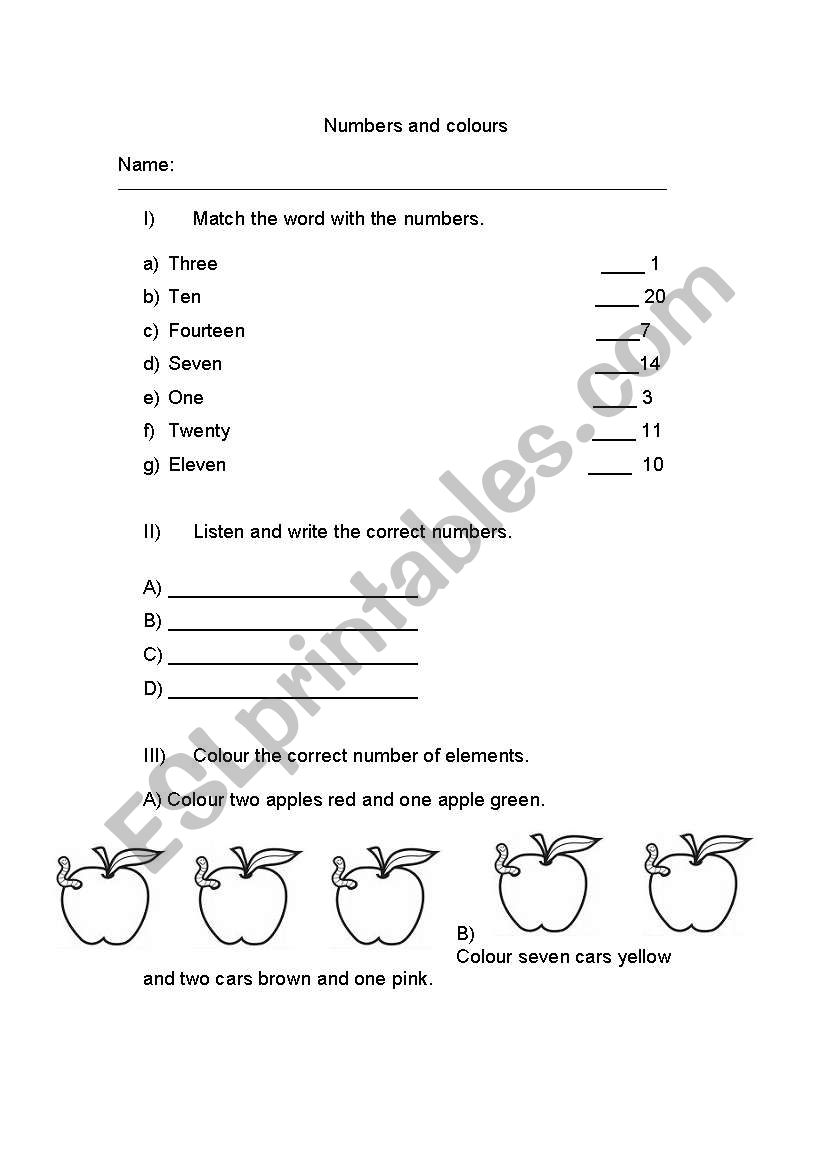 numbers and colors worksheet