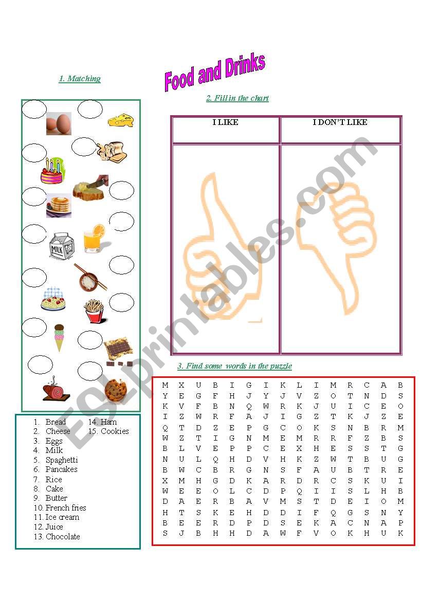 Food and Drinks worksheet