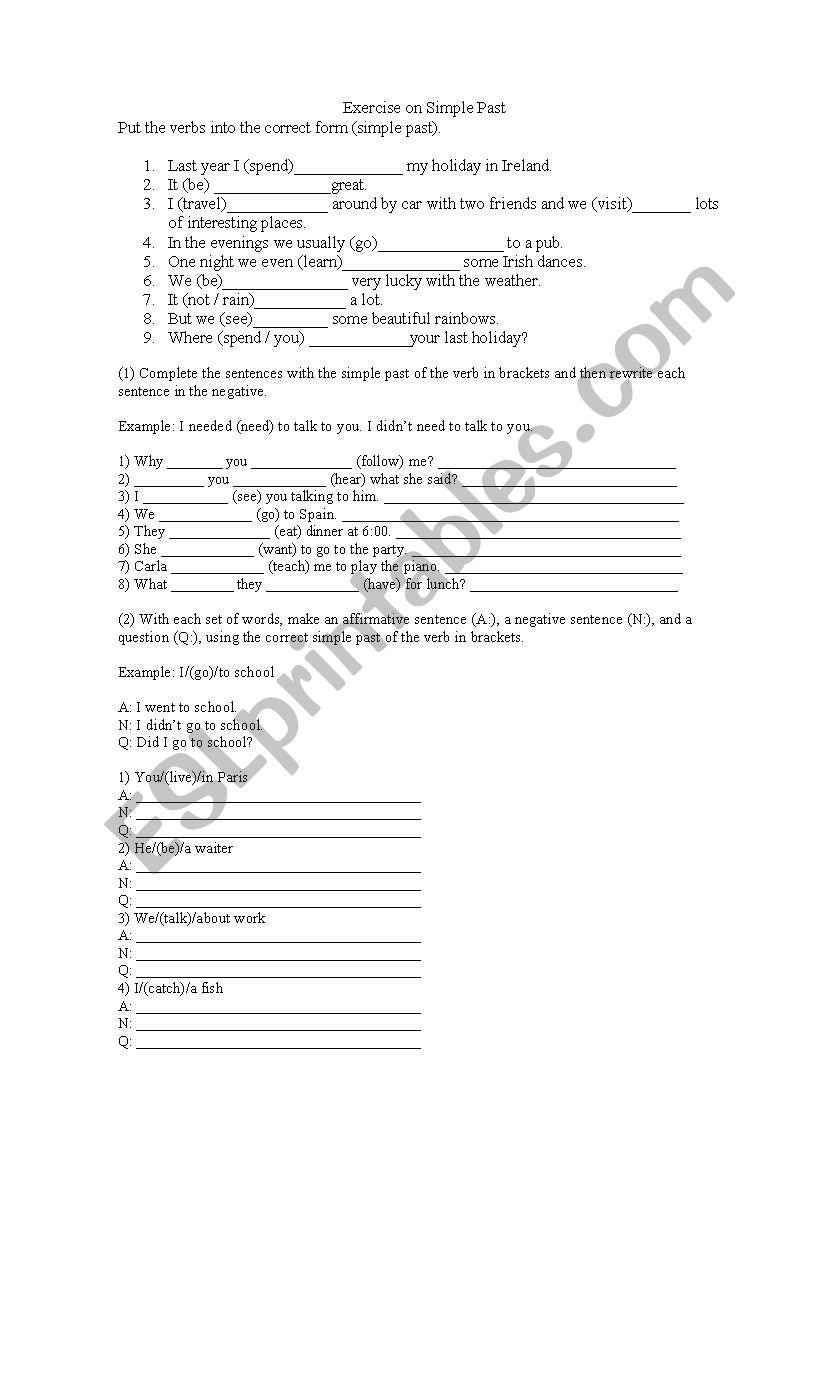 Simple past worksheet