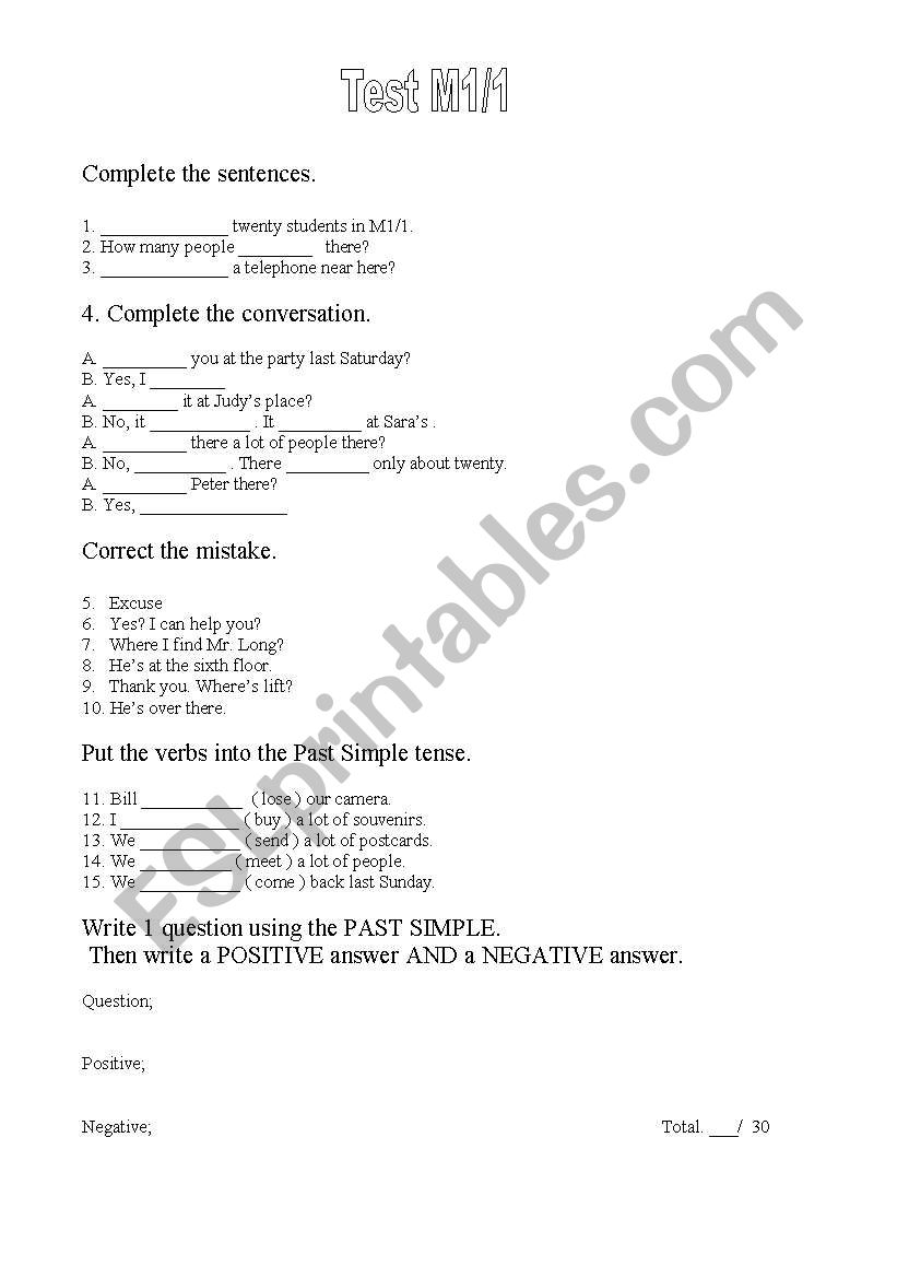 Test worksheet