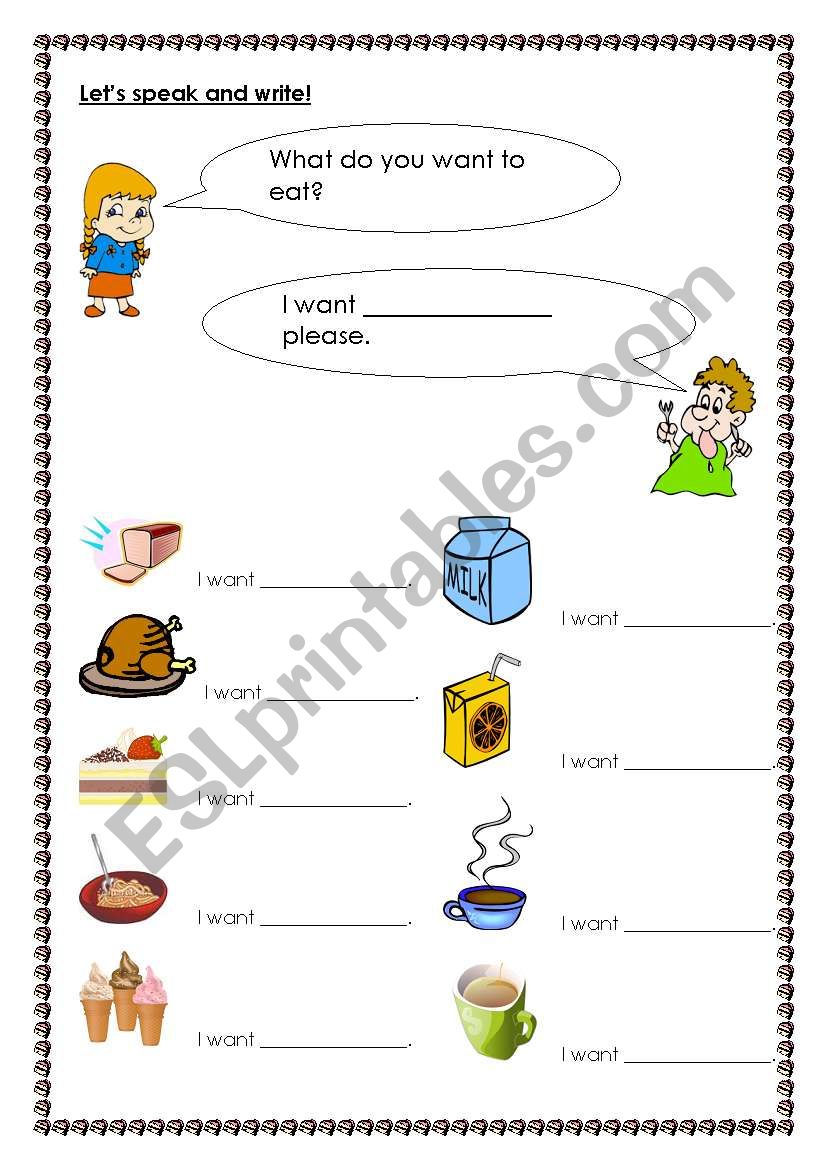 What do you want to eat? worksheet