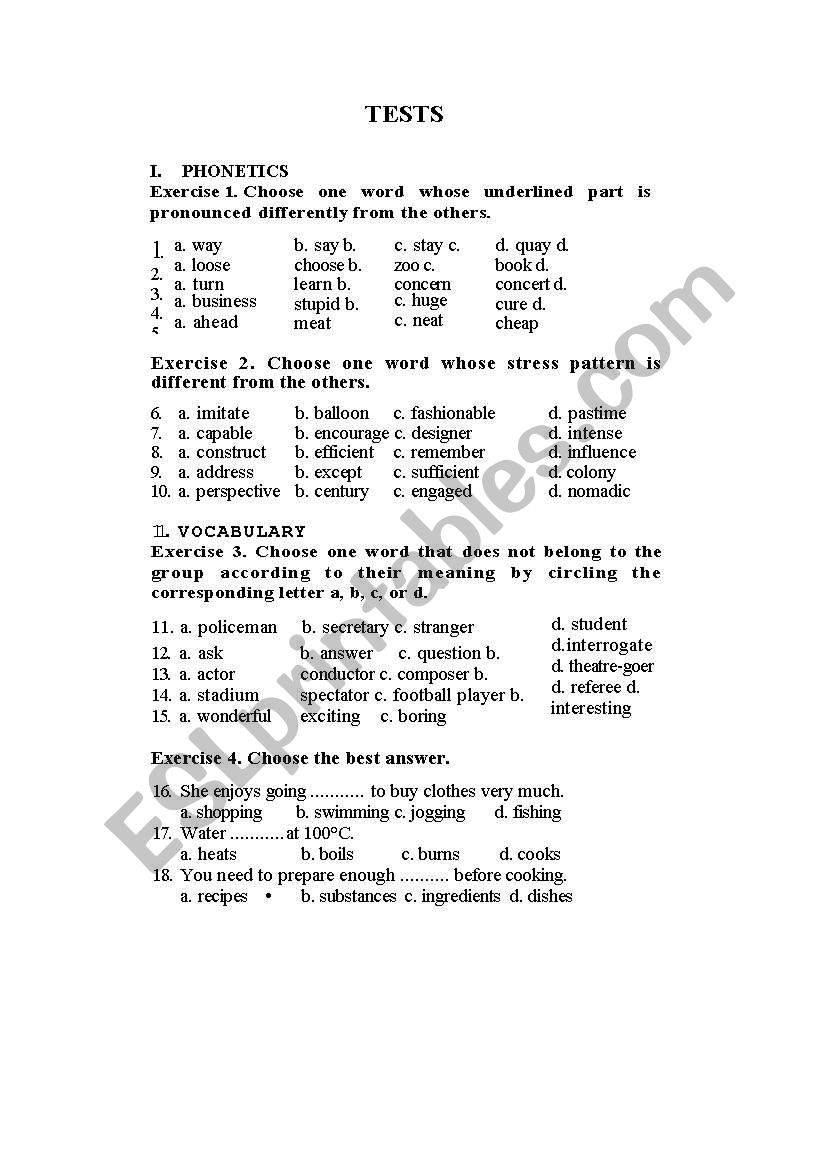 Phonetics worksheet