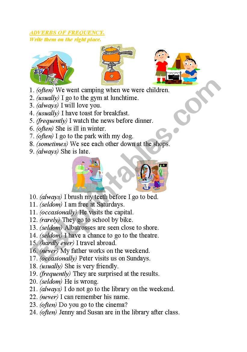 Adverbs of Frequency worksheet